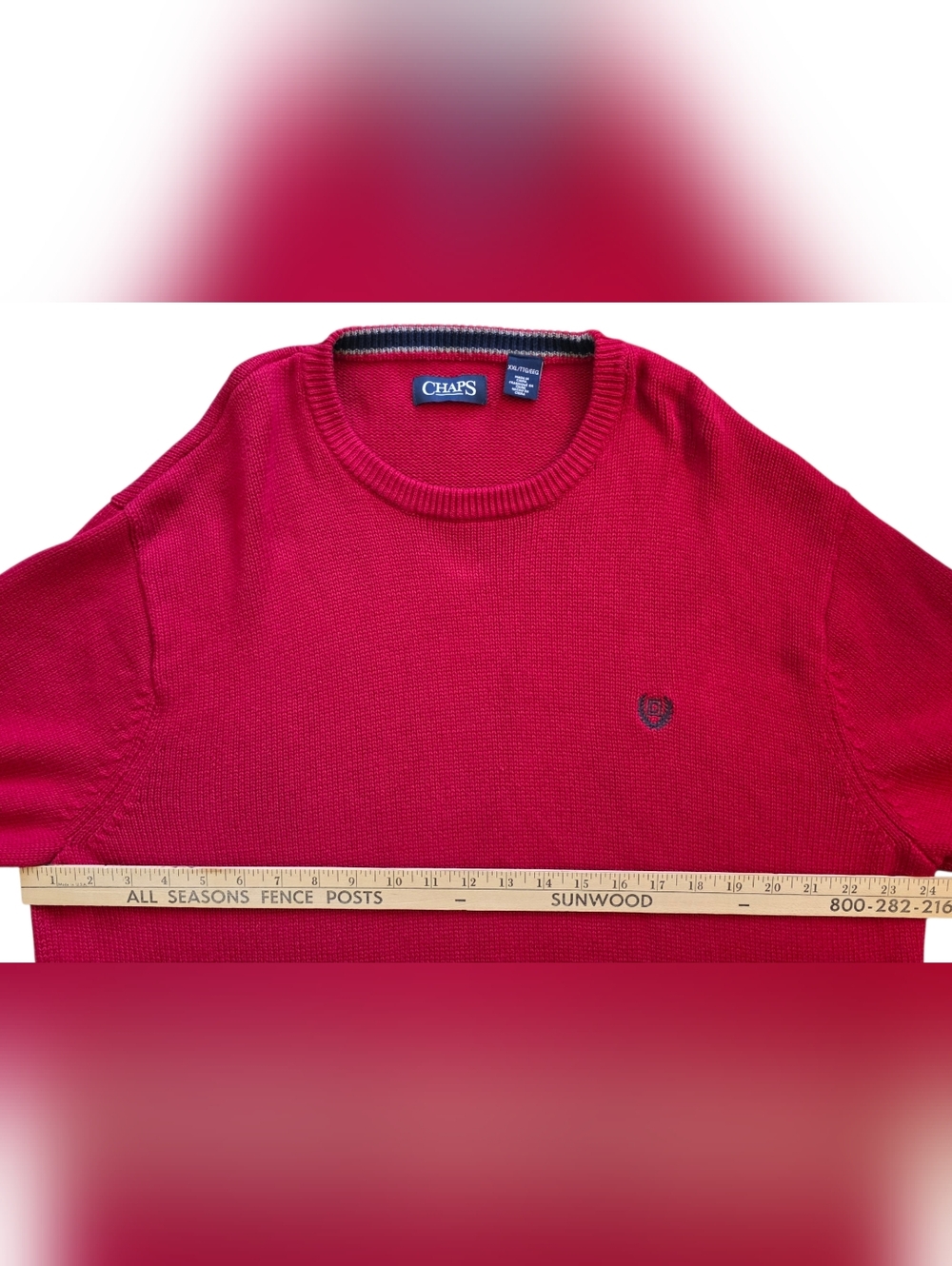 Chaps 2XL Red Crew Neck Classic Knit Pullover Sweater XXL - Picture 5 of 7